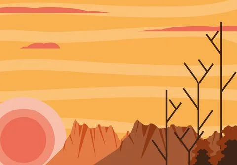 Landscape dry trees Illustrazione stock