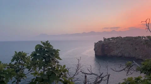 Landscape during sunset by Mediterranean coast Stock Footage 337000922