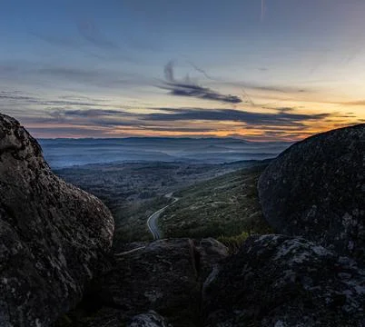 Landscape at dusk Stock Photos