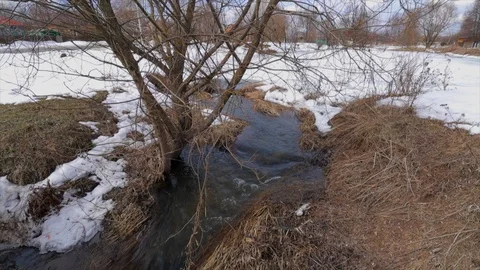 Landscape early spring on the river on a sunny day Stock Footage 105294372