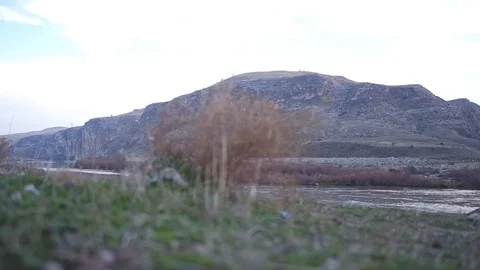 Landscape of eastern turkish city batman and old ruins around the river Stock Footage 113579360