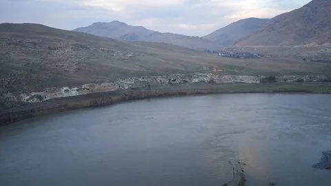 Landscape of eastern turkish city batman and old ruins around the river Stock Footage 113600765