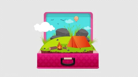 Landscape Eco friendly camping concept on luggage environment with Alpha Ch.. Stock Footage 260039737