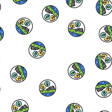 Landscape ecology vector seamless pattern Stock Illustration