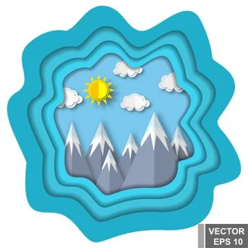 Landscape. The effect of cut paper. Bright. Background. Nature. Print. For yo Stockillustratie