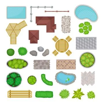 Landscape Elements Design Above View Big Vector Set Illustrazione stock