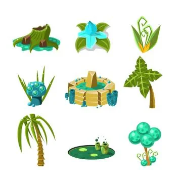 Landscape Elements Set Stock Illustration