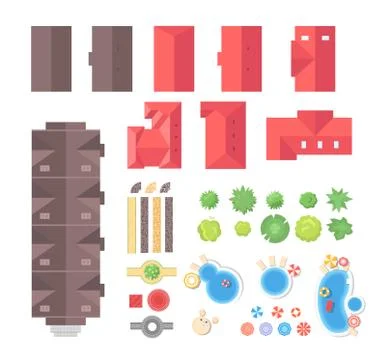 Landscape elements - set of modern vector objects 스톡 일러스트