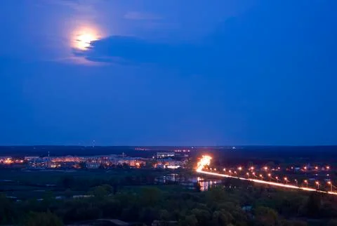 Landscape evening Moon Stock Photos