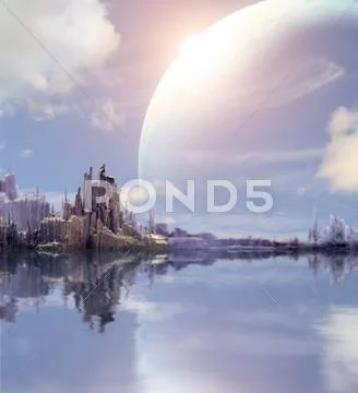Landscape in fantasy planet Stock Illustration