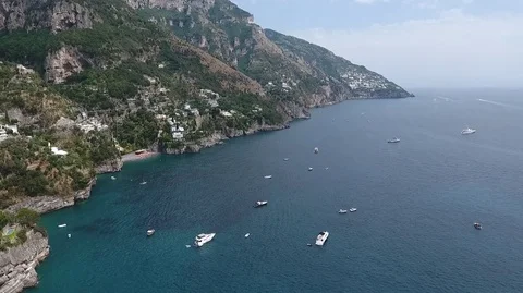 Landscape of the fascinating nature of the sea and mountains. View from above Stock Footage