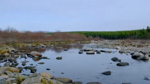 Landscape of a fast mountain river Stock Footage 141317888