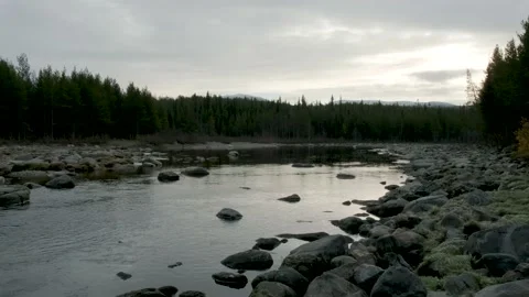 Landscape of a fast mountain river Stock Footage 141317909