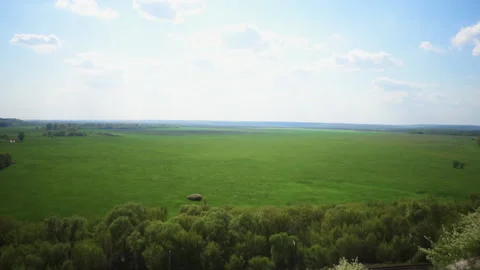 Landscape, field and river, spacious view Stock Footage 202140382