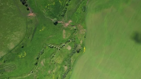  the landscape of the field from the quadcopter top view of the meadow landscape Stock Footage 267678079