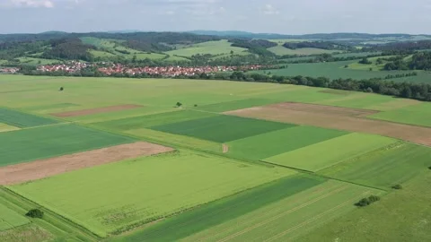 Landscape with field in the werra valley between Hesse and Thuringia Stock Footage 195937889