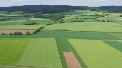 Landscape with field in the werra valley between Hesse and Thuringia Stock Footage 195942239