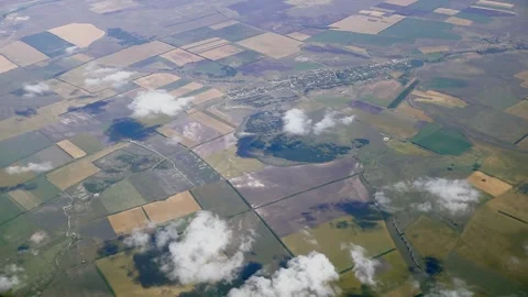 Landscape with fields during flight above Russia Stock Footage 299658963