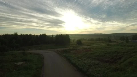 Landscape fields, forests early in the morning. Stock Footage 89623250