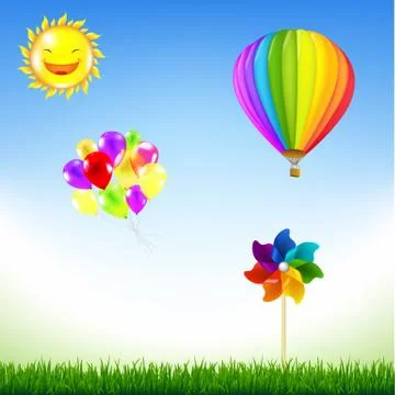 Landscape With Flags Stock Illustration