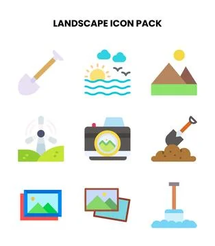 Landscape Flat Design Icons Pack Illustrazione stock