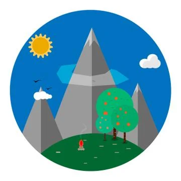 Landscape flat illustration Stock Illustration