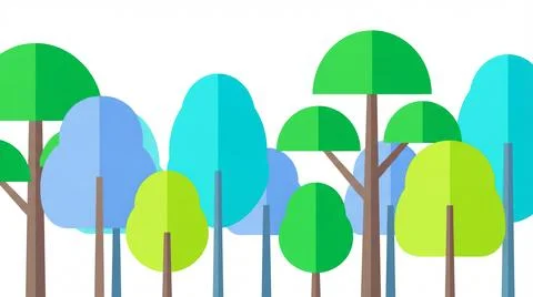 Landscape of flat illustration with trees. Environment and ecology concept Stock Illustration