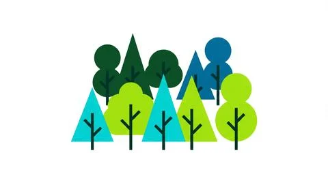 Landscape of flat illustration with trees. Environment and ecology concept Stock Illustration