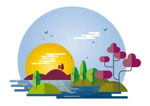 Landscape Flat style Stock Illustration