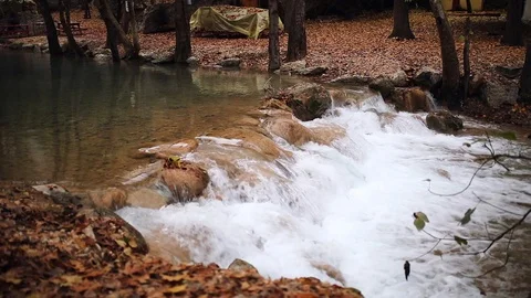 Landscape with flowing water of cascade waterfall at deep tropical rain forest. Stock Footage 101244541