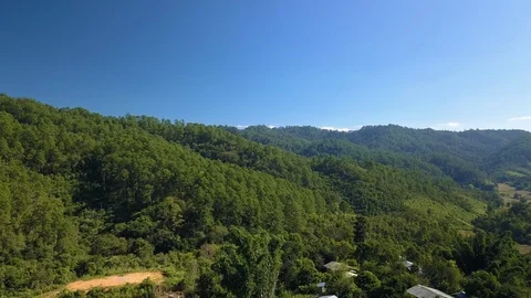 Landscape fly to see mountains ad houses at Mae Hong Son, Thailand Stock Footage 101269646