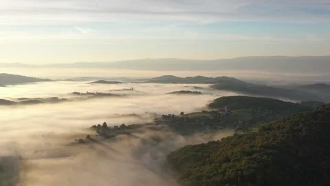 Landscape in fog Stock Footage 229178110