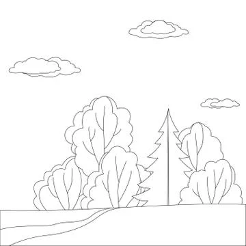 Landscape, forest, contours Stock Illustration
