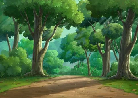 Landscape forest daytime Stock Illustration