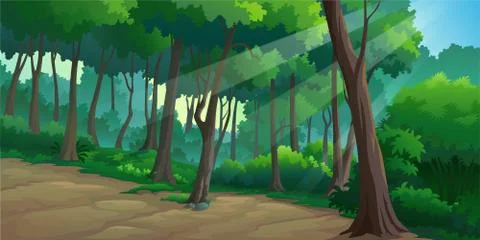 Landscape forest daytime Stock Illustration