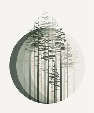 Landscape with forest Stock Illustration