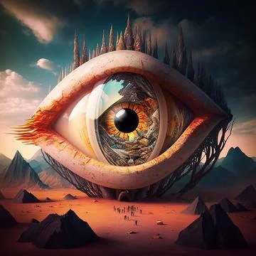 Landscape in the form of an eye Stock Illustration