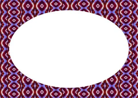 Landscape Frame with Geometric Patterned Rounded Borders White circle fram... Stock Photos