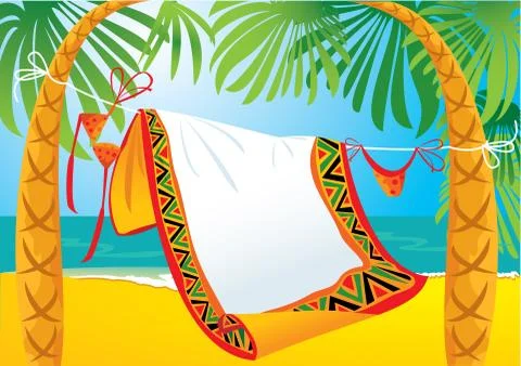 Landscape frame with tropic beach 스톡 일러스트