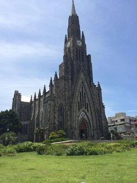 Landscape of Gothic Stone Cathedral Stock Photos