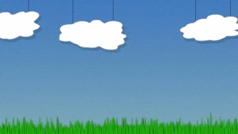 Landscape with grass and blue sky. Cloud... | Stock Video | Pond5
