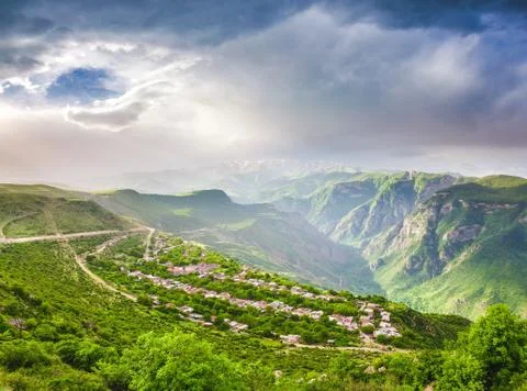 Landscape with green mountains Fotos Stock