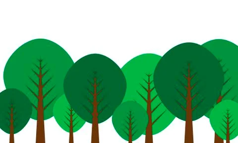 Landscape of green trees on white background for brochure Stock Illustration