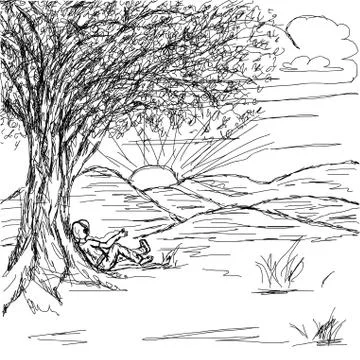 Landscape hand drawn Stock Illustration