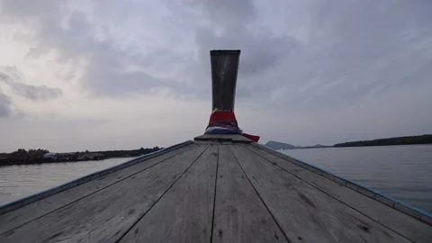 Landscape of the head front of local boat while sailing Stock Footage 152720166