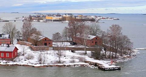 Landscape of Helsinki archipelago in winter Stock Footage 112266012
