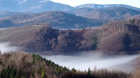 Landscape hidden in fog Stock Footage 58917116