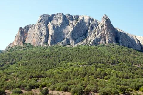 Landscape with high mountain Stock Photos