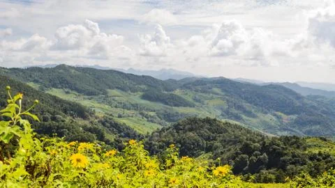 Landscape high mountain range at doi mae u ko Stock Photos