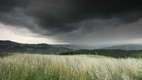 Landscape hill clouds storm Video stock 148341541